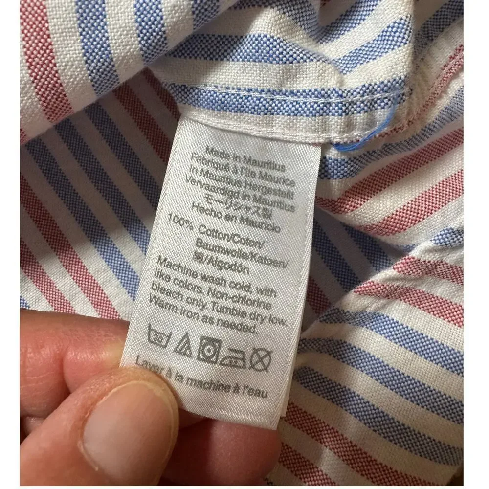 J. Crew Long Sleeve FLEX button up shirt, men's XL, White, Red & Blue Stripes
